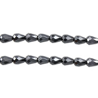 Non Magnetic Hematite Beads, Teardrop, faceted, 8.50x6.50x6.50mm, Hole:Approx 1.2mm, Length:Approx 16 Inch, 10Strands/Lot, Approx 45PCs/Strand, Sold By Lot