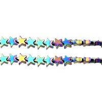 Non Magnetic Hematite Beads, Star, colorful plated, 6x6x2mm, Hole:Approx 0.8mm, Length:Approx 16 Inch, 20Strands/Lot, Approx 84PCs/Strand, Sold By Lot