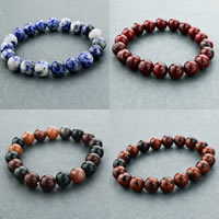 Gemstone Bracelets, Round, natural, different materials for choice, nickel, lead & cadmium free, 10mm, Length:Approx 7.4 Inch, 6Strands/Lot, Approx 19PCs/Strand, Sold By Lot