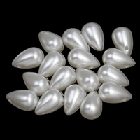 Tworzywa ABS perła Wisiorek, Łezka, biały, 8x13mm, otwór:około 1mm, 2Torby/wiele, około 1250komputery/torba, sprzedane przez wiele