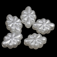 ABS Plastic Pearl Beads, Flower, white, 8x12x5mm, Hole:Approx 1mm, 2Bags/Lot, Approx 2500PCs/Bag, Sold By Lot