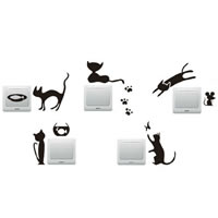 Wand-Sticker, PVC Kunststoff, Katze, Klebstoff, 230x130mm, 100SetsSatz/Menge, verkauft von Menge