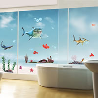 Wall Stickers & Decals, PVC Plastic, Fish, adhesive, 500x700mm, 10Sets/Lot, Sold By Lot
