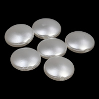 Plastique ABS perle goutte, Plat rond, blanc, 10x4mm, Trou:Environ 1mm, 2sacsvalises/lot, Environ 2500PC/sac, Vendu par lot