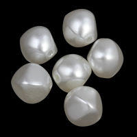 ABS Plastic Pearl Beads, Nuggets, white, 10x10mm, Hole:Approx 1mm, 2Bags/Lot, Approx 1250PCs/Bag, Sold By Lot