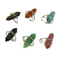 Natural Gemstone Finger Ring, Brass, with Gemstone, pendulum, platinum color plated, different materials for choice & open, nickel, lead & cadmium free, 29mm, US Ring Size:9.5, 10PCs/Lot, Sold By Lot