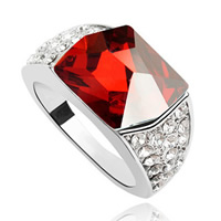 Swarovski Kristall Fingerring, mit Zinklegierung, platiniert, Crystal Red Magma, 0.9cm, Größe:6.5-10, verkauft von PC