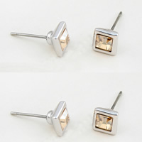 CRYSTALLIZED™ Element Crystal Earring with Zinc Alloy Square platinum plated Crystal Golden Shadow Sold By Pair