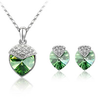 Austrian Crystal Jewelry Sets earring & necklace Zinc Alloy with Austrian Crystal Strawberry platinum plated olive  Length Approx 17-20 Inch Sold By Set