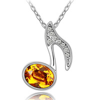 CRYSTALLIZED™ Element Crystal Necklace with Zinc Alloy Music Note platinum plated Topaz Sold Per Approx 17-20 Inch Strand
