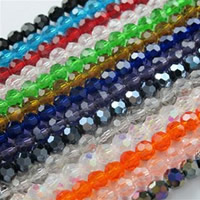Runde Crystal Beads, Krystal, farverig forgyldt, forskellig størrelse for valg & facetteret, flere farver til valg, Hole:Ca. 1mm, Længde Ca. 16 inch, Solgt af Bag