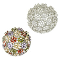 Кубический циркон микро проложить кольцо-латунь, Латунь, Форма цветка, покрытый платиной, разный размер для выбора & инкрустированное микро кубического циркония, Много цветов для выбора, не содержит никель, свинец, 32mm, продается PC