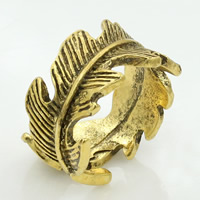 Zinc Alloy Cuff Finger Ring Feather antique gold color plated nickel lead & cadmium free 20mm US Ring Sold By PC