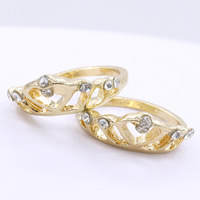 Средний палец кольцо, цинковый сплав, Корона, плакирован золотом, со стразами, не содержит никель, свинец, 18mm, размер:5.5, продается PC