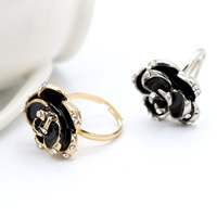 Mid Finger Ring Zinc Alloy Flower plated enamel & with rhinestone nickel lead & cadmium free US Ring Sold By PC