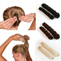 Nylon Hair Bun Maker kit, earring & necklace, more colors for choice, 240mm, 170mm, 5Sets/Bag, 2PCs/Bag, Sold By Bag