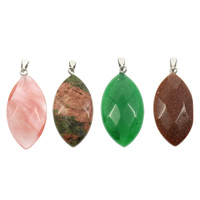 Gemstone Pendants Jewelry, with brass bail, Horse Eye, natural, different materials for choice & faceted, 15x33x6mm, Hole:Approx 3x6mm, Sold By PC