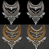 Vintage Coin Statement Necklace, Tibetan Style, with iron chain & Acrylic, with 12cm extender chain, plated, twist oval chain & with rhinestone, more colors for choice, nickel, lead & cadmium free, 45cm, Sold Per 17.5 Inch Strand