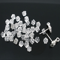 Rubber Ear Nut Component, Flower, clear, nickel, lead & cadmium free, 4x4mm, 10Bags/Lot, 1000PCs/Bag, Sold By Lot