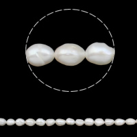 Barock kultivierten Süßwassersee Perlen, Natürliche kultivierte Süßwasserperlen, natürlich, weiß, 8-9mm, Bohrung:ca. 0.8mm, verkauft per ca. 14.7 ZollInch Strang