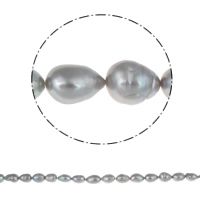 Barocco coltivate in acqua dolce Perla, perla d'acquadolce coltivata naturalmente, grigio, 11-12mm, Foro:Appross. 0.8mm, Venduto per Appross. 15 pollice filo