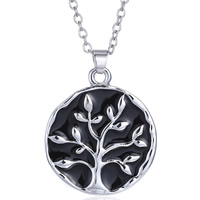 Zinc Alloy Jewelry Necklace with iron chain Tree platinum color plated oval chain & with letter pattern & enamel nickel lead & cadmium free 25mm Length Approx 20.5 Inch Sold By Bag
