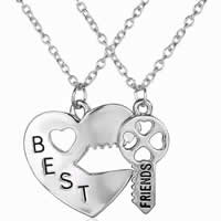 Zinc Alloy Puzzle Friendship Necklace with iron chain with 5cm extender chain Lock and Key word best friend platinum color plated oval chain & enamel nickel lead & cadmium free Length Approx 18 Inch  Sold By Bag