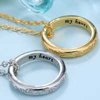 Zinc Alloy Jewelry Necklace with iron chain with 10cm extender chain Donut word my heart plated oval chain & with letter pattern & enamel nickel lead & cadmium free 30mm Length Approx 15.5 Inch Sold By Bag