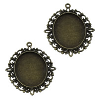 Tibetan Style Pendant Cabochon Setting, Flower, antique bronze color plated, nickel, lead & cadmium free, 49x61.50x2mm, Hole:Approx 3mm, Inner Diameter:Approx 30x40mm, 100PCs/Lot, Sold By Lot