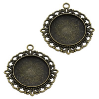 Zinc Alloy Pendant Cabochon Setting Flower antique bronze color plated nickel lead & cadmium free Approx 3.5mm Inner Approx 25mm Sold By Lot