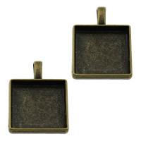 Tibetan Style Pendant Cabochon Setting, Square, antique bronze color plated, nickel, lead & cadmium free, 23x31.50x3.50mm, Hole:Approx 3.5x5.5mm, Inner Diameter:Approx 20.5x20.5mm, 100PCs/Lot, Sold By Lot