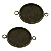 Brass Connector Setting, Flat Round, antique bronze color plated, 1/1 loop, nickel, lead & cadmium free, 26.50x19.50x1.50mm, Hole:Approx 2mm, Inner Diameter:Approx 18mm, 200PCs/Lot, Sold By Lot