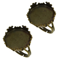 Brass Bezel Ring Base, antique bronze color plated, adjustable, nickel, lead & cadmium free, 17x17x6mm, Inner Diameter:Approx 15mm, US Ring Size:7, 100PCs/Lot, Sold By Lot