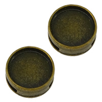 Tibetan Style Slide Charm Finding, Flat Round, antique bronze color plated, nickel, lead & cadmium free, 14x14x5mm, Hole:Approx 8.5x1.5mm, Inner Diameter:Approx 10mm, 200PCs/Lot, Sold By Lot