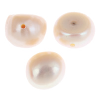 Button Kulturan Slatkovodni Pearl perle, Dugme, prirodan, roze, 9-10mm, Rupa:Približno 0.8mm, 10računala/Torba, Prodano By Torba