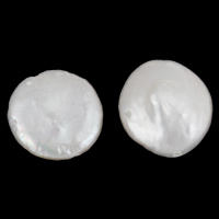 Natural Freshwater Pearl Loose Beads, Coin, white, 11-12mm, Hole:Approx 0.8mm, 5PCs/Bag, Sold By Bag