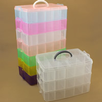 Caixa de jóias da unha, plástico, Retângulo, 30 células & transparente, Mais cores pare escolha, 300x250x180mm, vendido por PC