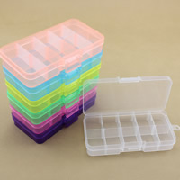 Jewelry Beads Container, Plastic, Rectangle, transparent & 10 cells, more colors for choice, 127x65x25mm, Sold By PC