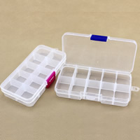 Jewelry Beads Container, Plastic, Rectangle, transparent & 10 cells, more colors for choice, 128x65x22mm, Sold By PC