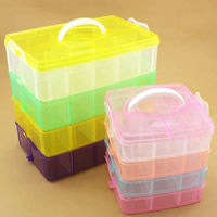 Jewelry Beads Container, Plastic, Rectangle, transparent & 18 cells, more colors for choice, 150x150x128mm, Sold By PC