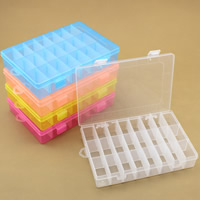Χάντρες Container, Πλαστική ύλη, Ορθογώνιο παραλληλόγραμμο, διαφανής & 24 κύτταρα, περισσότερα χρώματα για την επιλογή, 190x130x36mm, Sold Με PC