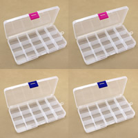 Jewelry Beads Container, Plastic, Rectangle, transparent & 15 cells, more colors for choice, 171x101x21mm, Sold By PC