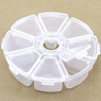 Jewelry Beads Container, Plastic, Flat Round, transparent & 8 cells, clear, 103x26mm, Sold By PC