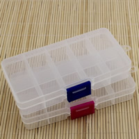 Jewelry Beads Container, Plastic, Rectangle, transparent & 10 cells, more colors for choice, 130x65x20mm, Sold By PC