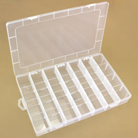 Caixa de jóias da unha, plástico, Retângulo, 28 células & transparente, limpo, 345x213x47mm, vendido por PC