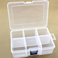 Caixa de jóias da unha, plástico, Retângulo, transparente & 6 células, limpo, 158x113x59mm, vendido por PC