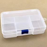 Jewelry Beads Container, Plastic, Rectangle, 5 cells & transparent, clear, 139x99x33mm, Sold By PC