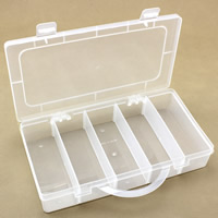 Jewelry Beads Container, Plastic, Rectangle, 5 cells & transparent, clear, 232x122x45mm, Sold By PC