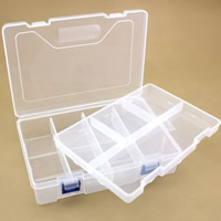 Jewelry Beads Container, Plastic, Rectangle, transparent & 8 cells, clear, 125x155x60mm, Sold By PC