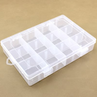 Jewelry Beads Container, Plastic, Rectangle, transparent & 12 cells, clear, 195x130x36mm, Sold By PC